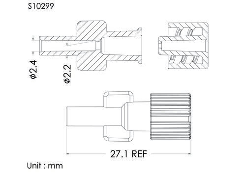 FLL with cap, white vented, tube OD4.1mm