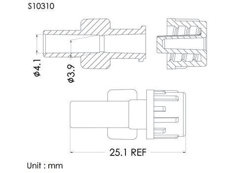 FLL with cap, blue vented, tube OD4.1mm