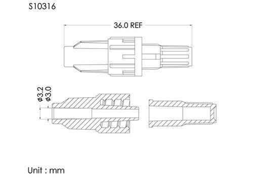 盧耳公鎖加不透氣蓋, 管徑3.2mm