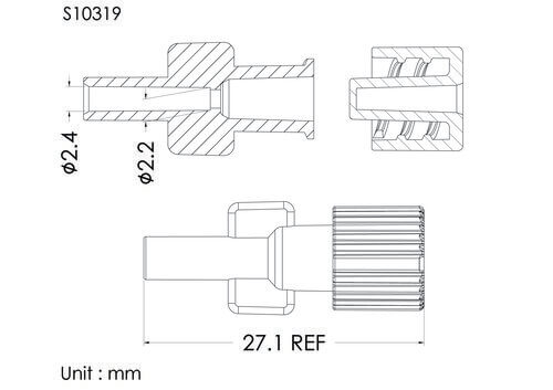 盧耳母接頭加不透氣蓋, 管徑2.4mm