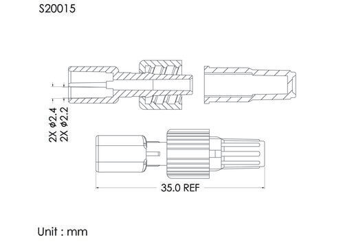 Bi-way MLS with spin lock and cap, mini, tube OD2.4mm