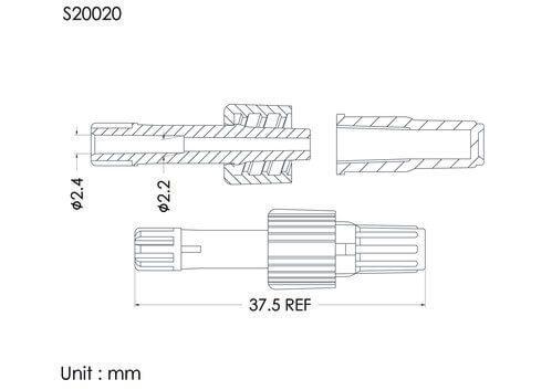 MLS with spin lock and cap, D type, tube OD2.4mm