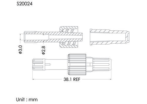 MLS with spin lock and cap, D type, tube OD3.0mm