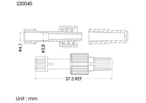 MLS with spin lock and cap, D type, tube OD4.1mm