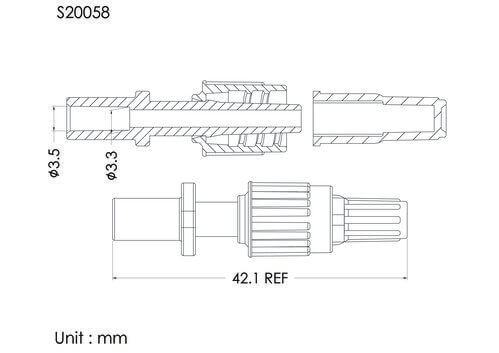 MLS with spin lock and cap, B type,  tube OD3.5mm