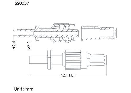 MLS with spin lock and cap, B type, tube OD2.4mm