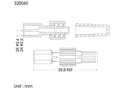 Bi-way MLS with spin lock and cap, mini, tube OD2.4mm
