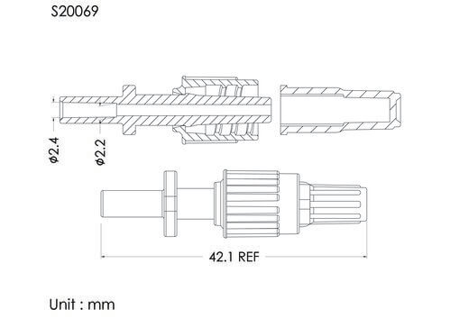 MLS with spin lock and cap, B type, tube OD2.4mm