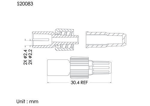 Bi-way MLS with spin lock and cap, tube OD2.4mm