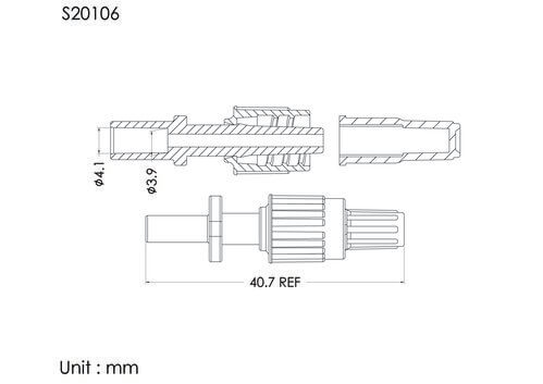 MLS with spion lock and cap, B type, tube OD4.1mm (small outlet)