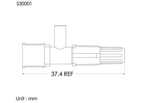 T injection site w/cap, tube OD2.4mm