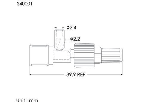 TL injection site w/spin lock  & cap, tube OD2.4mm