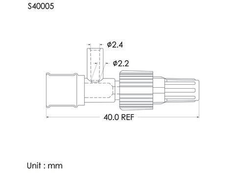 TL injection site w/spin lock & cap, tube OD2.4mm