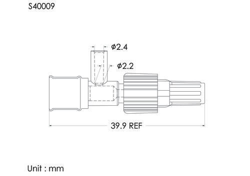 TL注射帽加螺帽加蓋, 管徑2.4mm